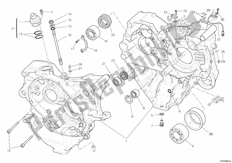 All parts for the Crankcase of the Ducati Multistrada 1200 ABS USA 2012